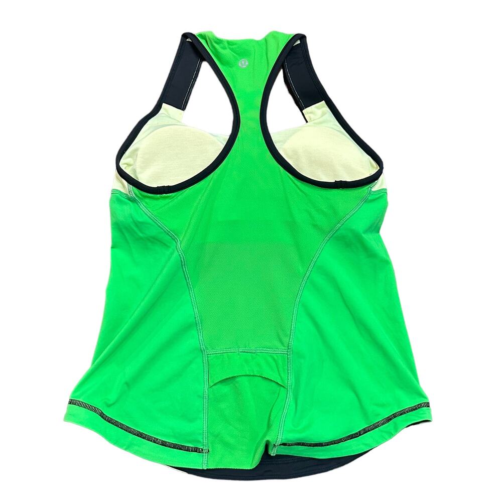 Lululemon Womens racerback tank yellow green black Size 8 - Picture 4 of 4
